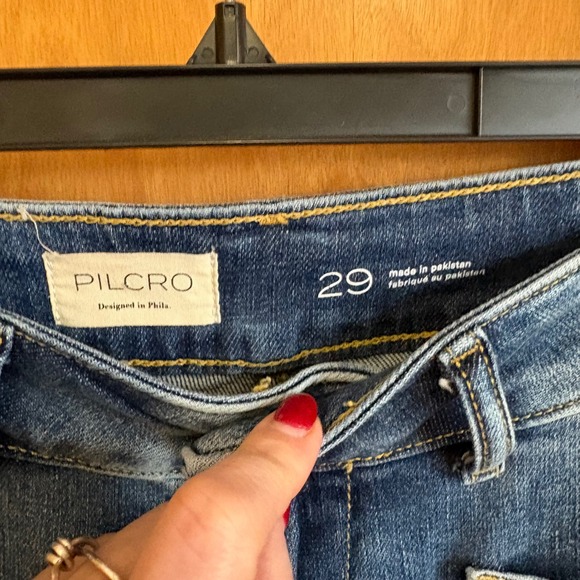 Pilcro The Wanderer Jeans Womens 29 Blue Utility Patch Pocket High Rise - Picture 4 of 9